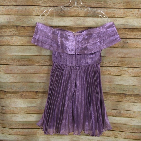 Collective The Label Metallic Purple Off Shoulder Dress 8 - Picture 12 of 16